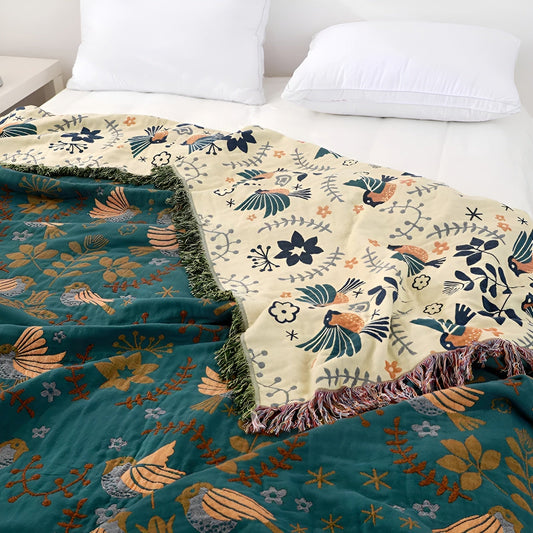 Frazada Reversible de Algodón Temática Natural Suave
