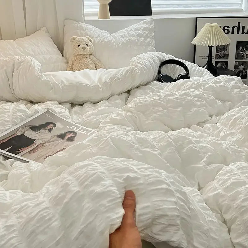 Juego de Ropa de Cama Seersucker, Sábanas Suaves y Frescas, Colchas de Verano, Ideal para Climas Cálidos, Disponible en Múltiples Tamaños 0