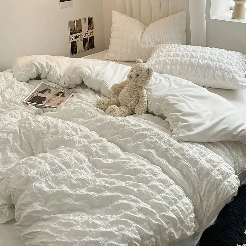 Juego de Ropa de Cama Seersucker, Sábanas Suaves y Frescas, Colchas de Verano, Ideal para Climas Cálidos, Disponible en Múltiples Tamaños 4