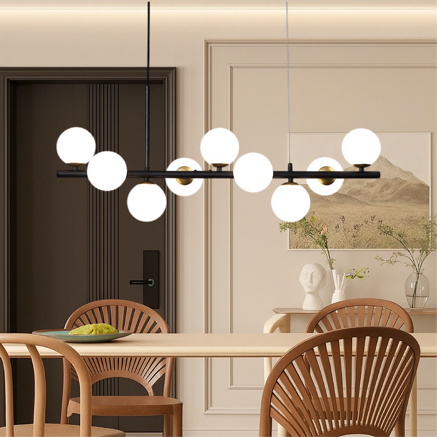 Lámpara Colgante Moderna LED Negra con Altura Regulable para Comedor – Diseño Elegante y Funcional 0