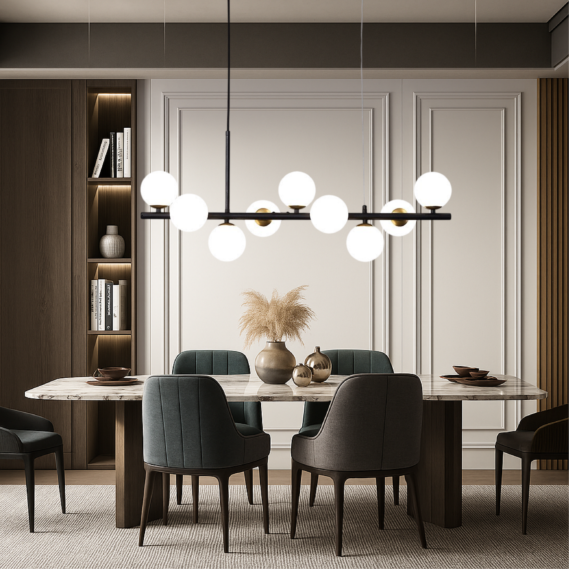 Lámpara Colgante Moderna LED Negra con Altura Regulable para Comedor – Diseño Elegante y Funcional 3