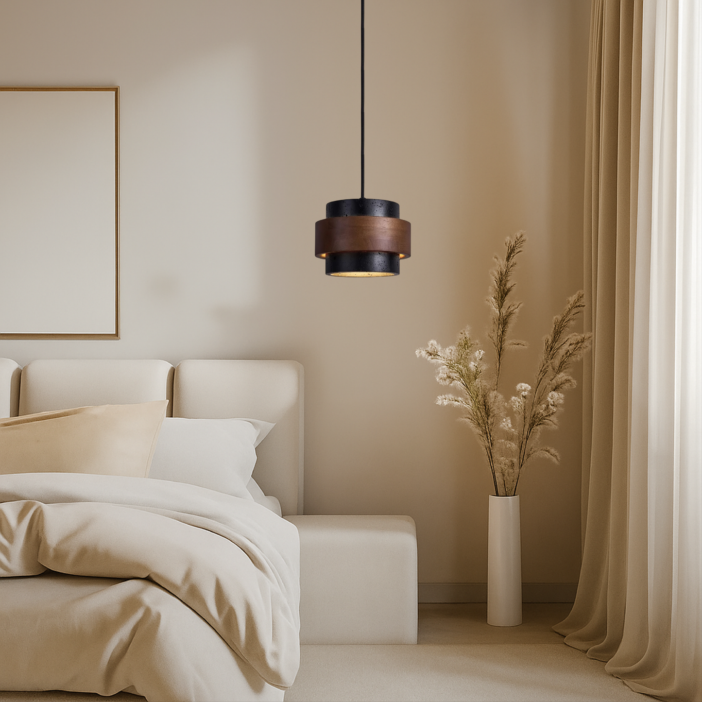 Lámpara Colgante Moderna de Travertino Negro, Altura Regulable – Ideal para Comedor y Salón, Lámparas de Techo Elegantes 4