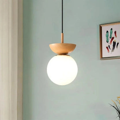Lámpara Colgante de Madera Escandinava – Lámpara Techo Moderna y Ecológica, Diseño Minimalista, Iluminación Suave, 16 cm Diámetro 5