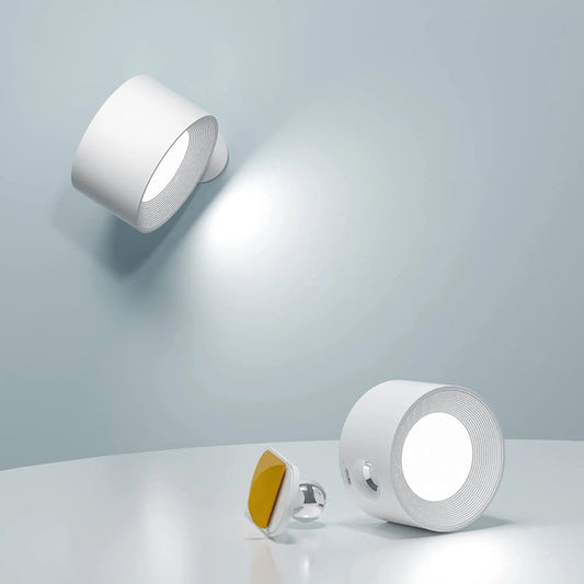 Lámpara de Pared Inalámbrica con Ajuste de Luz y Rotación 360° – Aplique Pared Portátil con Tres Colores de Luz 0