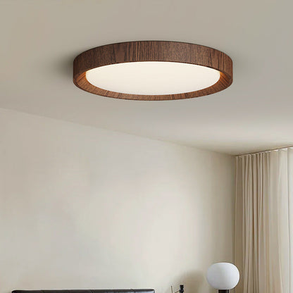 Lámpara de techo LED de madera oscura con difusor redondo – Diseño moderno 0