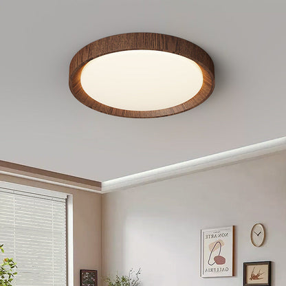 Lámpara de techo LED de madera oscura con difusor redondo – Diseño moderno 2