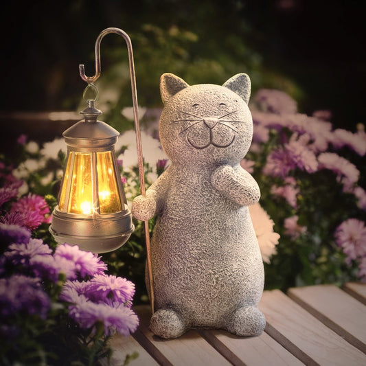Linterna Solar Recargable en Forma de Gato para Jardín – Iluminación Ecológica y Decorativa, Resistente a la Intemperie 0