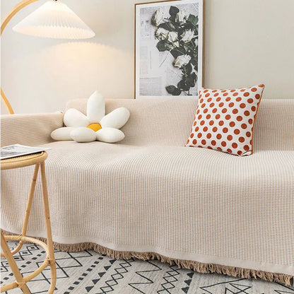 Manta con Flecos de Algodón y Poliéster – Diseño Nórdico Elegante para Sofá y Cama, 90x150 cm 1