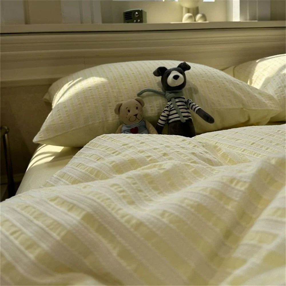 Minimalistyczny Zestaw Pościeli 4-Częściowy w Szare Paski – Elegancka Pościel z Wysokiej Jakości Materiału 1