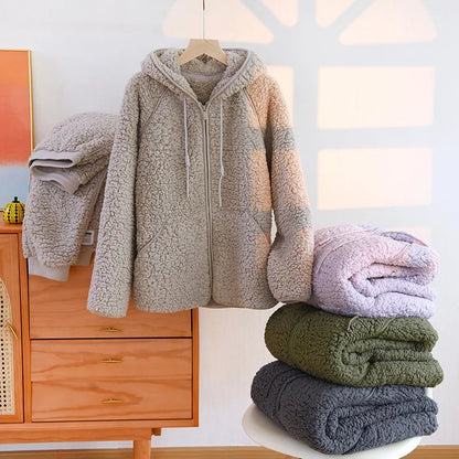 Pijama Polar Mujer de Vellón Coral – Conjunto Cálido y Acogedor para Otoño e Invierno en Tamaños M, L, XL 1