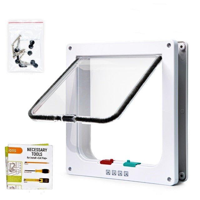 Puerta Plegable con Gatera para Gatos y Cerradura de Seguridad – Ideal para Interiores y Exteriores, PVC 35x35 cm 0