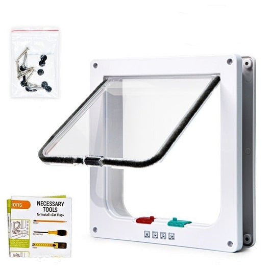 Puerta Plegable con Gatera para Gatos y Cerradura de Seguridad – Ideal para Interiores y Exteriores, PVC 35x35 cm 0