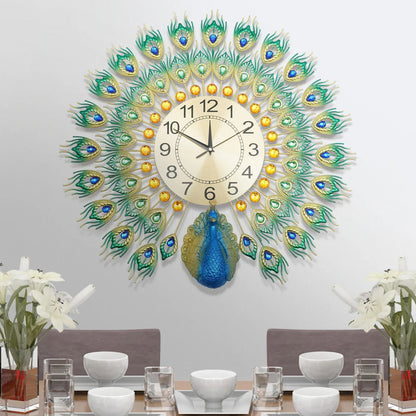 Reloj de Pared Grande Artístico con Diseño de Pavo Real – Decoración Elegante y Silenciosa para el Hogar 2