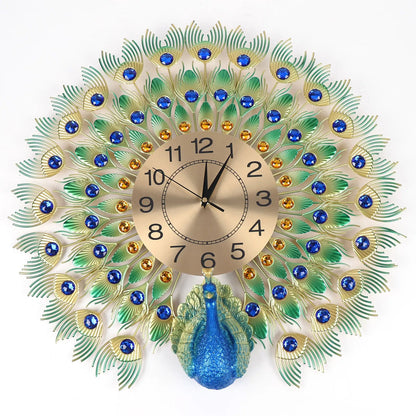 Reloj de Pared Grande Artístico con Diseño de Pavo Real – Decoración Elegante y Silenciosa para el Hogar 5