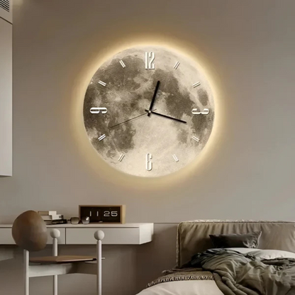 Reloj de Pared Grande de Madera con Diseño Moderno de Luna – Decoración Única para el Hogar 1