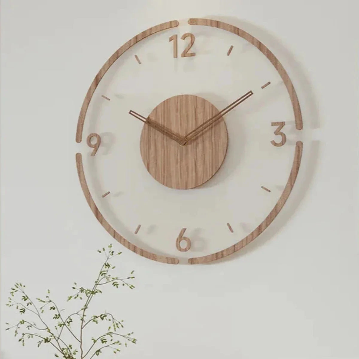 Reloj de Pared Moderno Yara en Madera Natural con Diseño Escandinavo y Esfera Transparente - Ideal para Salón y Oficina 11