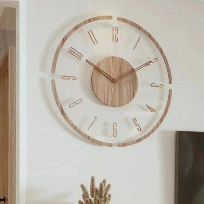 Reloj de Pared Moderno Yara en Madera Natural con Diseño Escandinavo y Esfera Transparente - Ideal para Salón y Oficina 2
