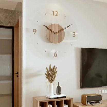 Reloj de Pared Moderno Yara en Madera Natural con Diseño Escandinavo y Esfera Transparente - Ideal para Salón y Oficina 9