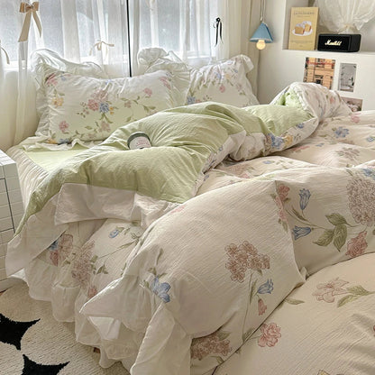 Ropa de Cama de Algodón Lavado – Funda Nórdica Cama 150 y 2 Fundas de Almohada con Estampado Elegante 9
