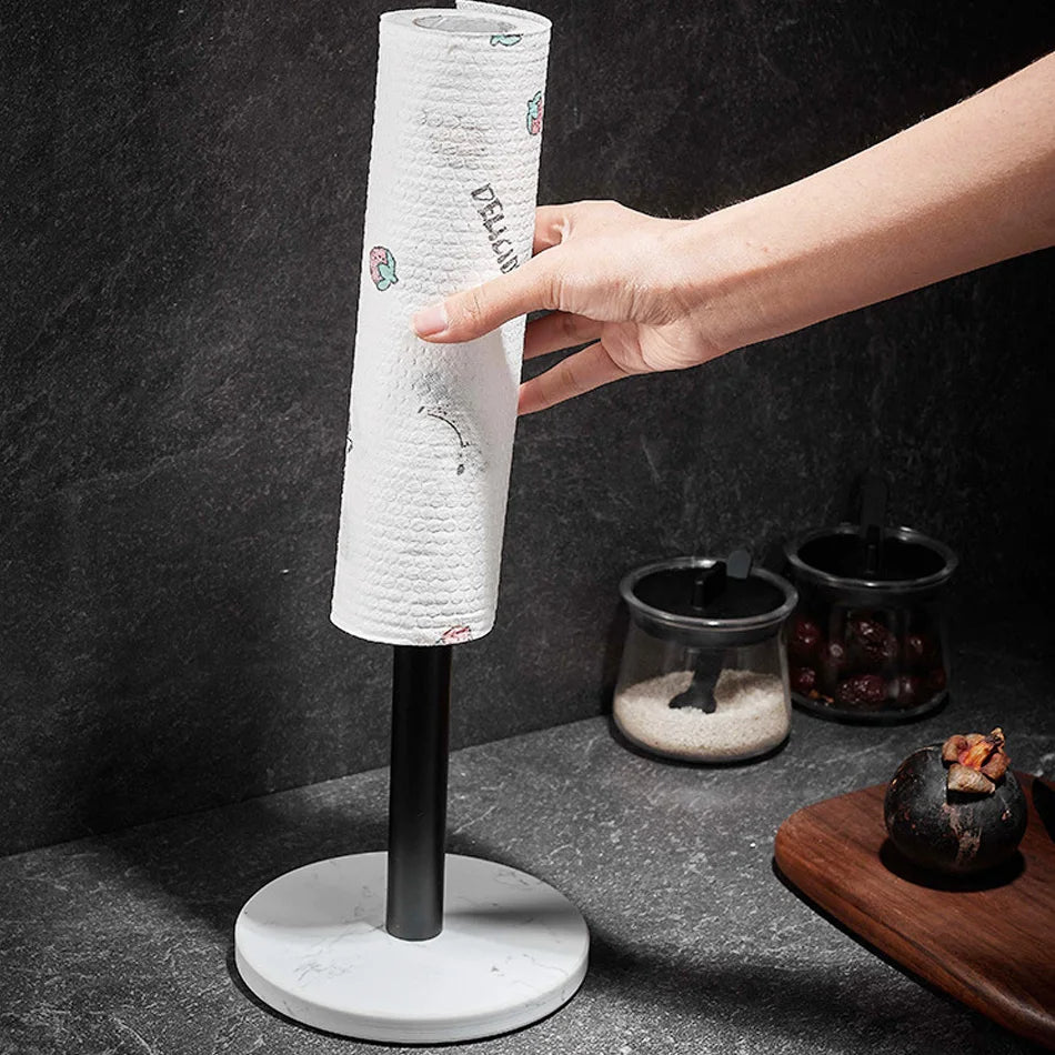 Soporte de Rollo de Cocina de Mármol y Oro – Diseño Elegante para Rollos Jumbo y Estándar, Base Antideslizante y Compacta 2