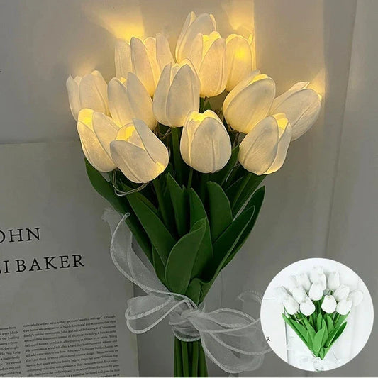 Tulipanes Artificiales Realistas con Luz LED – Decoración Elegante para Hogar y Eventos, 33 cm 0